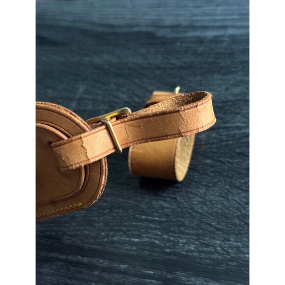 Authentic Louis Vuitton Vachetta Leather Name Luggage Tag And Poignet Set SN921 - Picture 5 of 7